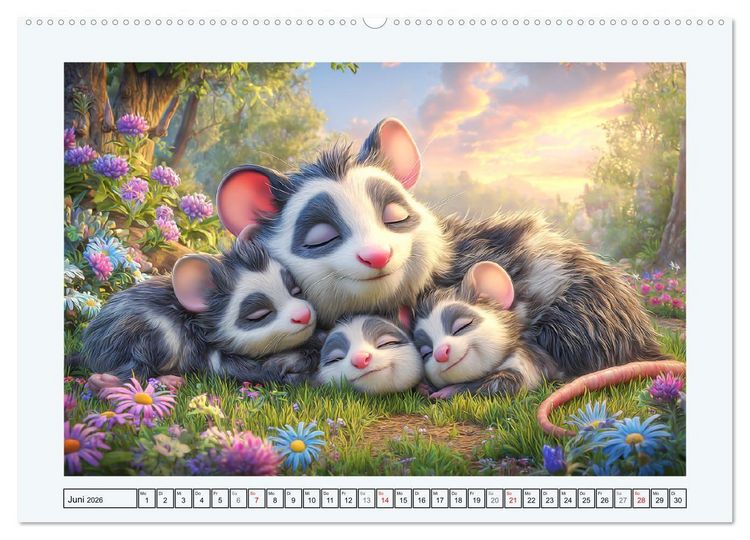 Produktbild: Oh, Possums! Cartoon-Abenteuer mit lustigen Beutelratten (hochwertiger Premium Wandkalender 2026 DIN A2 quer), Kunstdruck in Hochglanz