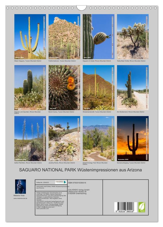 Produktbild: SAGUARO NATIONAL PARK W&uuml;stenimpressionen aus Arizona (Wandkalender 2026 DIN A3 hoch), CALVENDO Monatskalender