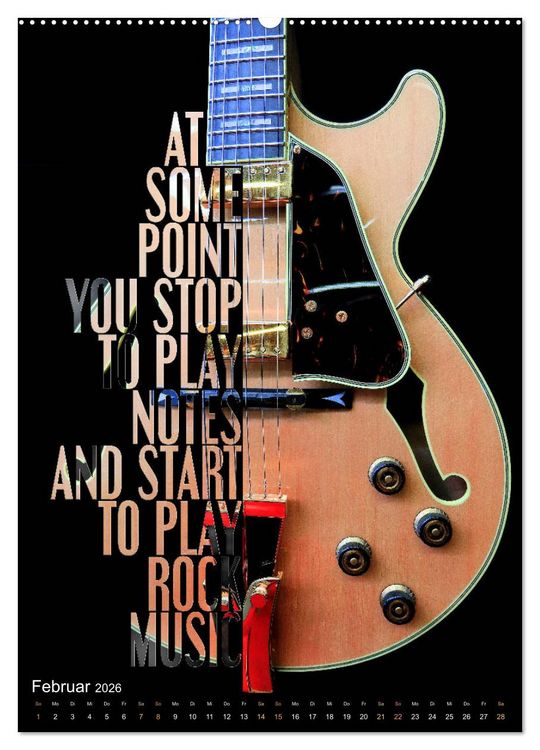 Produktbild: Rockgitarren Textposter (hochwertiger Premium Wandkalender 2026 DIN A2 hoch), Kunstdruck in Hochglanz