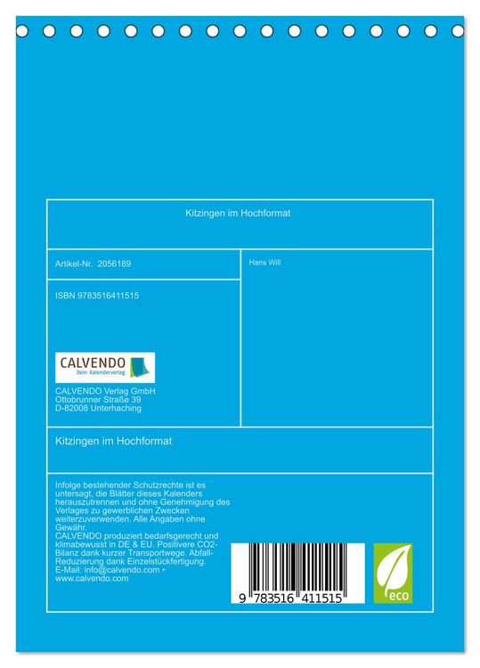 Produktbild: Kitzingen im Hochformat (Tischkalender 2026 DIN A5 hoch), CALVENDO Monatskalender