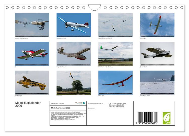 Produktbild: Modellflugkalender 2026 (Wandkalender 2026 DIN A4 quer), CALVENDO Monatskalender