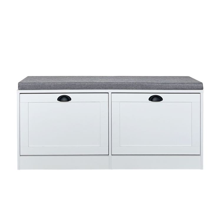 Produktbild: HTI-Living Schuhschrank Thekla 2 Klappen 105 cm Wei&szlig; mit Sitzkissen