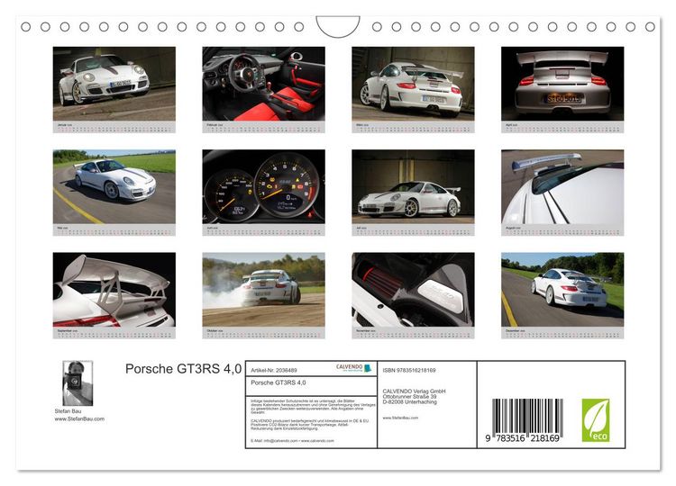 Produktbild: Porsche GT3RS 4,0 (Wandkalender 2026 DIN A4 quer), CALVENDO Monatskalender