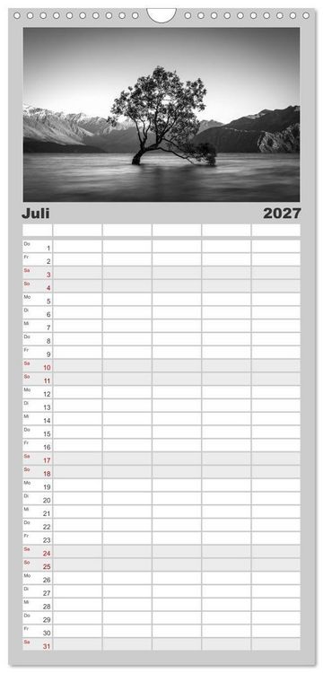 Produktbild: Familienplaner 2027 - Monochrome Wonders mit 5 Spalten (Wandkalender, 21 x 45 cm) CALVENDO