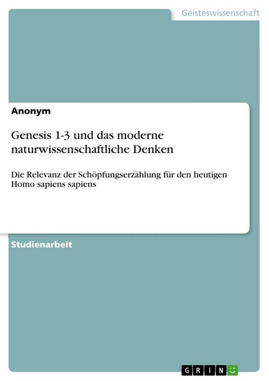 Produktbild: Genesis 1-3 und das moderne naturwissenschaftliche Denken