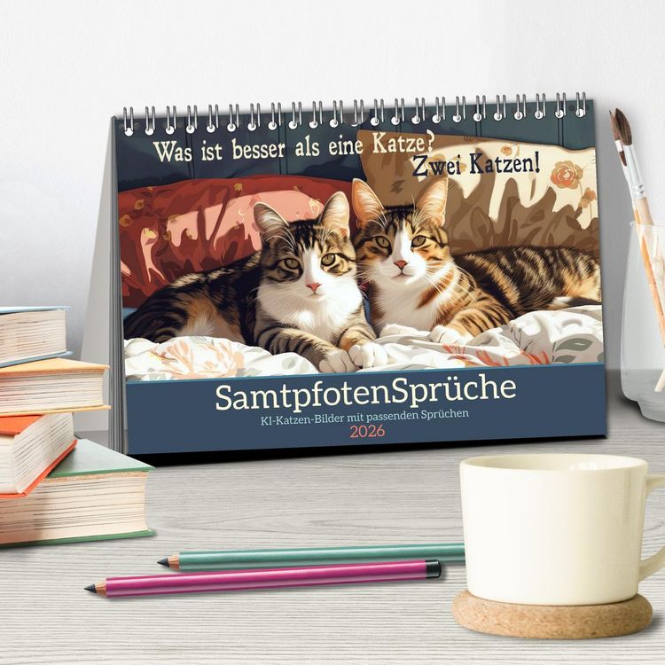 Produktbild: Samtpfotenspr&uuml;che (Tischkalender 2026 DIN A5 quer), CALVENDO Monatskalender