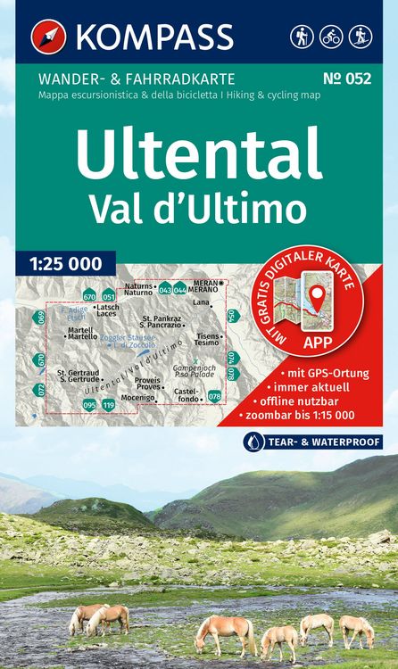 Produktbild: KOMPASS Wanderkarte 052 Ultental / Val d'Ultimo 1:25.000