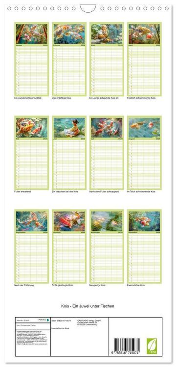 Produktbild: Familienplaner 2026 - Kois - Ein Juwel unter Fischen mit 5 Spalten (Wandkalender, 21 x 45 cm) CALVENDO