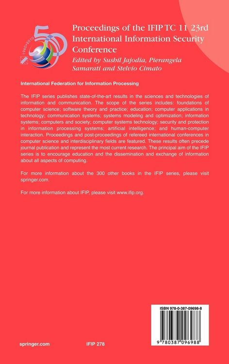 Produktbild: Proceedings of the IFIP TC 11 23rd International Information Security Conference