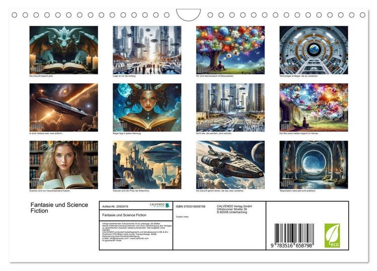 Produktbild: Fantasie und Science Fiction (Wandkalender 2026 DIN A4 quer), CALVENDO Monatskalender