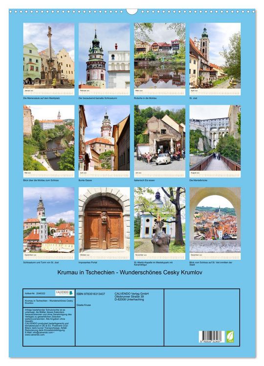 Produktbild: Krumau in Tschechien - Wundersch&ouml;nes Cesky Krumlov (Wandkalender 2026 DIN A2 hoch), CALVENDO Monatskalender