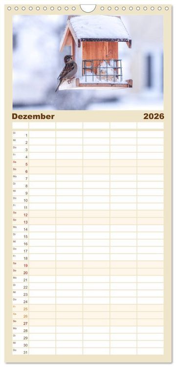 Produktbild: Familienplaner 2026 - Spatzen mit 5 Spalten (Wandkalender, 21 x 45 cm) CALVENDO