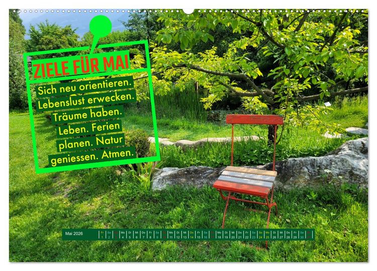 Produktbild: ZIELE Monat f&uuml;r Monat (hochwertiger Premium Wandkalender 2026 DIN A2 quer), Kunstdruck in Hochglanz