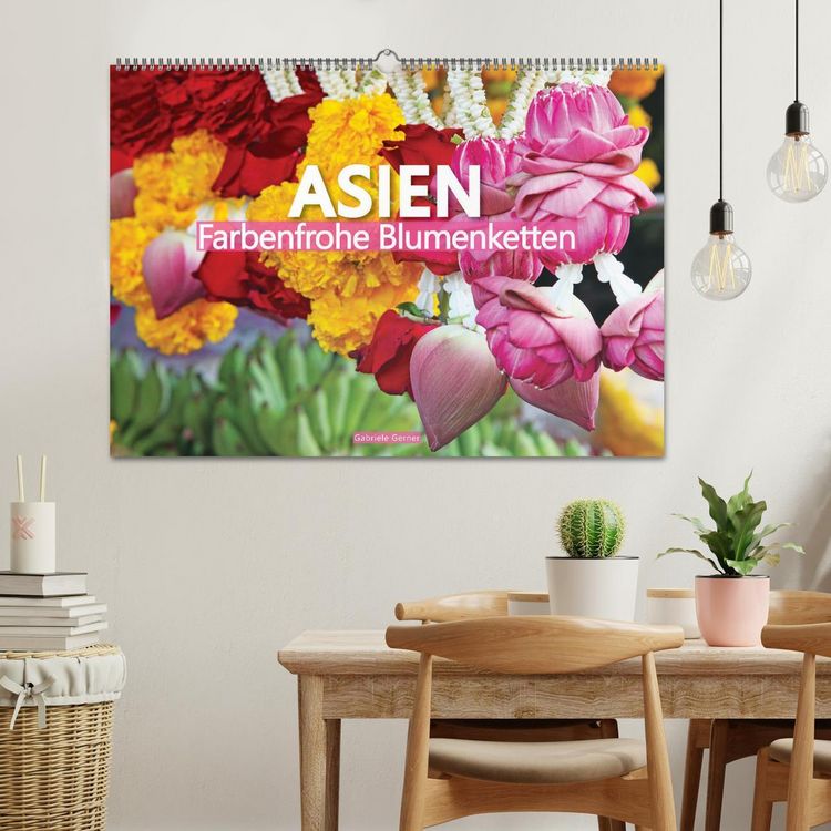 Produktbild: Asien - Farbenfrohe Blumenketten (Wandkalender 2026 DIN A2 quer), CALVENDO Monatskalender