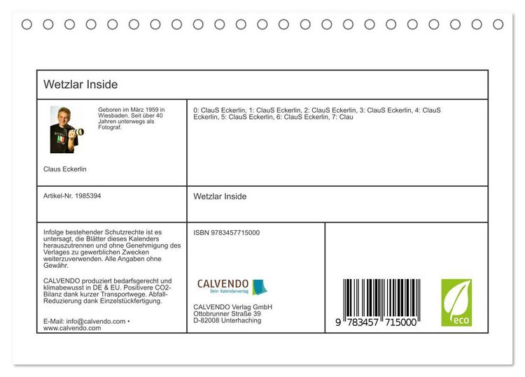 Produktbild: Wetzlar Inside (Tischkalender 2026 DIN A5 quer), CALVENDO Monatskalender