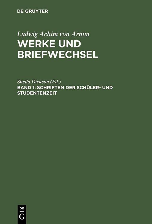Produktbild: Schriften der Sch&uuml;ler- und Studentenzeit