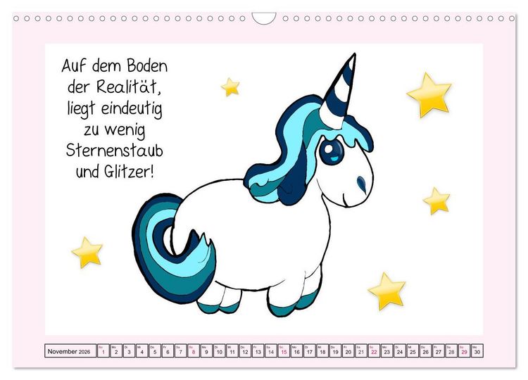 Produktbild: Unicorns. Einhorn-Spr&uuml;che und Weisheiten! (Wandkalender 2026 DIN A3 quer), CALVENDO Monatskalender