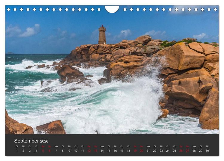 Produktbild: C&ocirc;te de Granit Rose - Ein K&uuml;stenbereich in der Bretagne (Wandkalender 2026 DIN A4 quer), CALVENDO Monatskalender