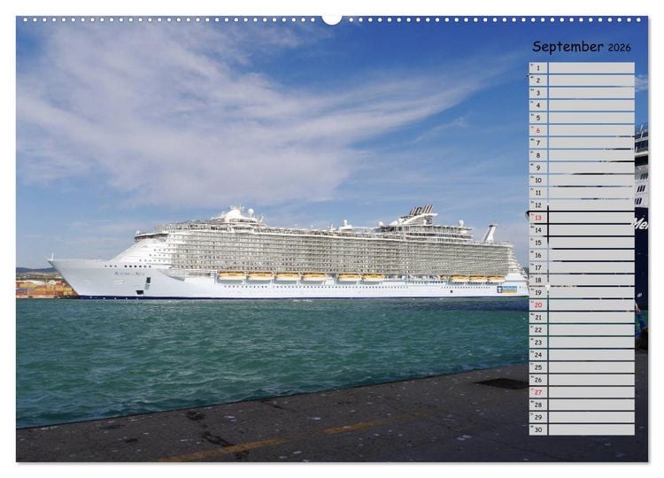 Produktbild: Riesen der Meere - Kreuzfahrtschiffe Geburtstagskalender (Wandkalender 2026 DIN A2 quer), CALVENDO Monatskalender