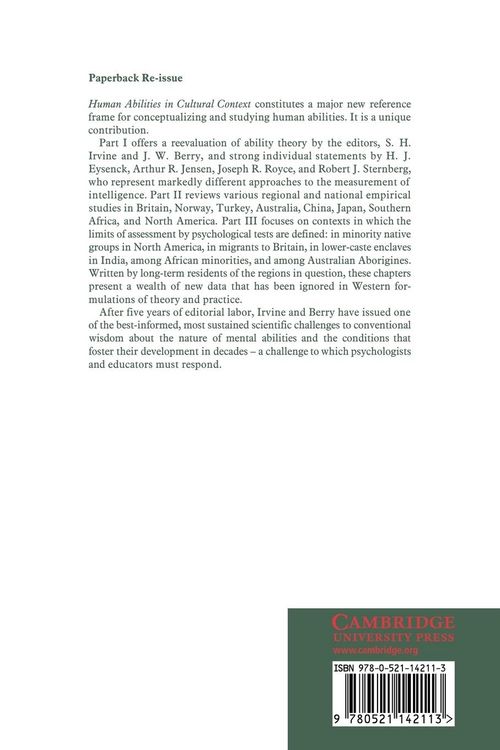 Produktbild: Human Abilities in Cultural Context