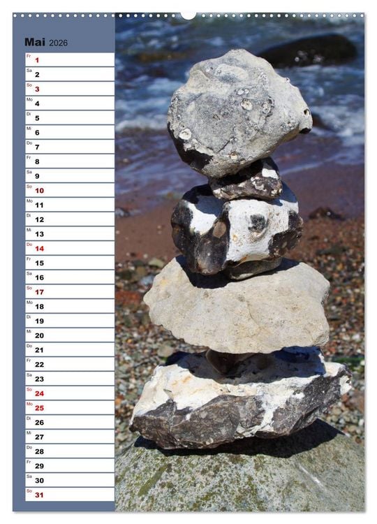 Produktbild: Steinmanderl - Der Steinm&auml;nnchen Geburtstagskalender (hochwertiger Premium Wandkalender 2026 DIN A2 hoch), Kunstdruck in Hochglanz