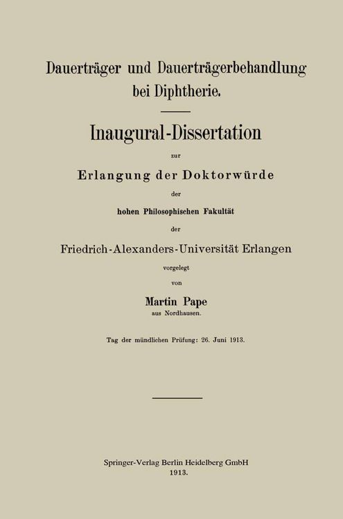 Produktbild: Dauertr&auml;ger und Dauertr&auml;gerbehandlung bei Diphtherie