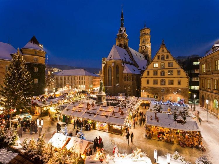 Produktbild: CALVENDO Puzzle Weihnachtsmarkt auf dem Schillerplatz in Stuttgart | 1000 Teile Lege-Gr&ouml;&szlig;e 64x48cm Foto-Puzzle f&uuml;r gl&uuml;ckliche Stunden