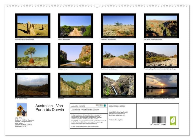 Produktbild: Australien - Von Perth bis Darwin (hochwertiger Premium Wandkalender 2026 DIN A2 quer), Kunstdruck in Hochglanz