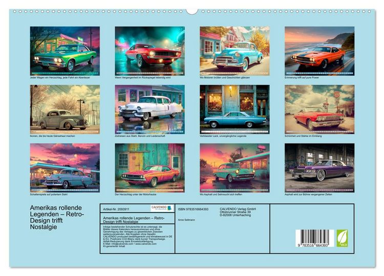 Produktbild: Amerikas rollende Legenden &ndash; Retro-Design trifft Nostalgie (hochwertiger Premium Wandkalender 2026 DIN A2 quer), Kunstdruck in Hochglanz
