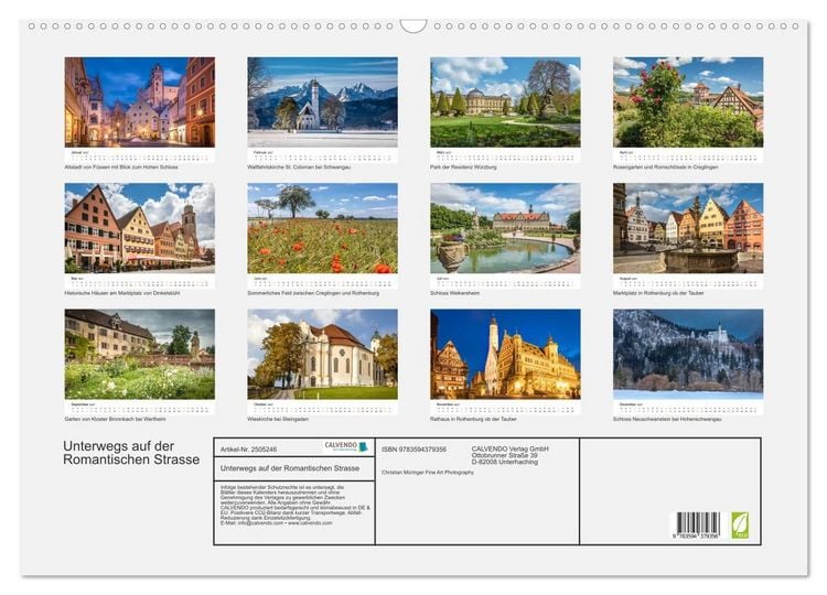 Produktbild: Unterwegs auf der Romantischen Strasse (Wandkalender 2027 DIN A2 quer), CALVENDO Monatskalender
