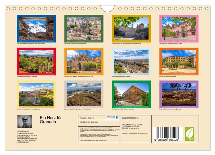 Produktbild: Ein Herz f&uuml;r Granada (Wandkalender 2026 DIN A4 quer), CALVENDO Monatskalender