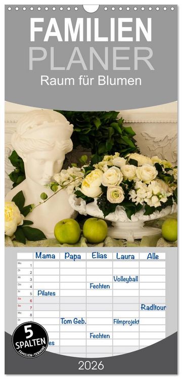Produktbild: Familienplaner 2026 - Raum f&uuml;r Blumen mit 5 Spalten (Wandkalender, 21 x 45 cm) CALVENDO