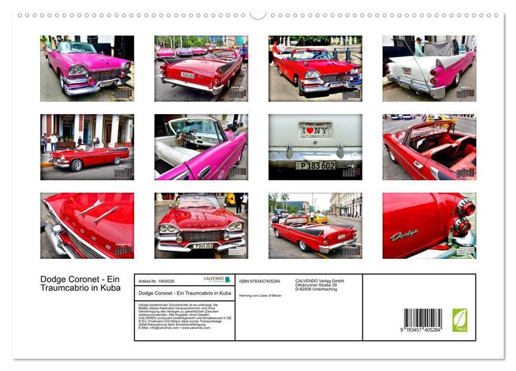 Produktbild: Dodge Coronet - Ein Traumcabrio in Kuba (hochwertiger Premium Wandkalender 2026 DIN A2 quer), Kunstdruck in Hochglanz