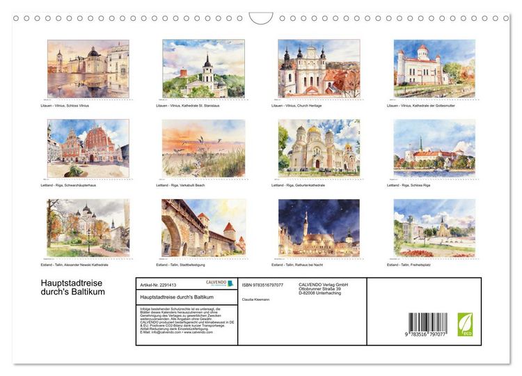 Produktbild: Hauptstadtreise durch's Baltikum (Wandkalender 2027 DIN A3 quer), CALVENDO Monatskalender