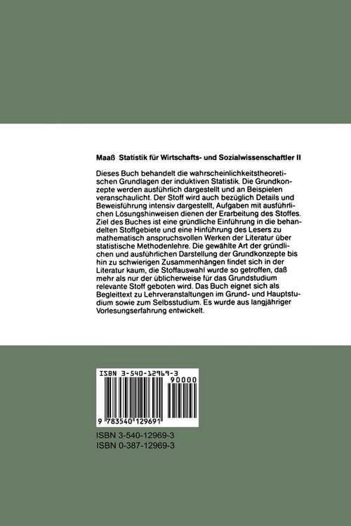 Produktbild: Statistik f&uuml;r Wirtschafts- und Sozialwissenschaftler II