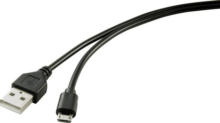 Produktbild: Renkforce Strom-Kabel Raspberry Pi&reg;, BBC micro:bit [1x USB 2.0 Stecker A - 1x USB 2.0 Stecker Micro-B] 1.00 m Schwarz inkl. Ein/Aus-Schalter