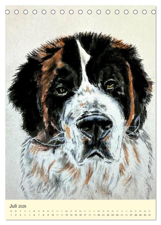 Produktbild: Hunde - Bezaubernde Portraitzeichnungen (Tischkalender 2026 DIN A5 hoch), CALVENDO Monatskalender