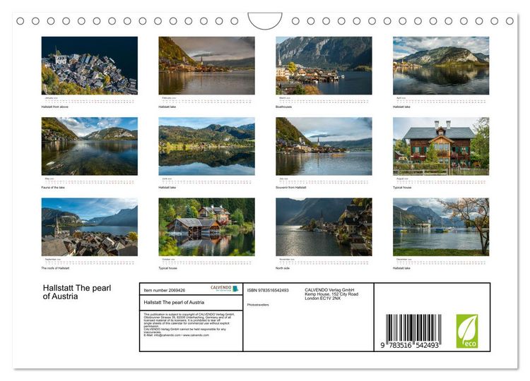 Produktbild: Hallstatt The pearl of Austria (Wall Calendar 2026 DIN A4 landscape), CALVENDO 12 Month Wall Calendar