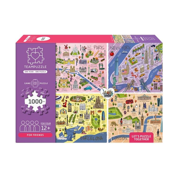 Produktbild: TEAMPUZZLE &ndash; City Trip &ndash; 1000 Teile &ndash; Erwachsenenpuzzle f&uuml;r vier Personen