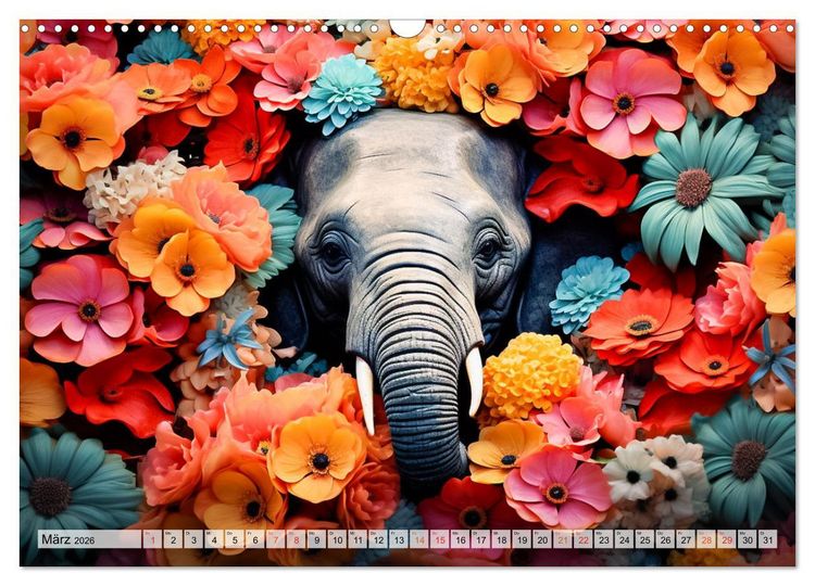 Produktbild: Animal Art - Tiere und Blumen (Wandkalender 2026 DIN A3 quer), CALVENDO Monatskalender