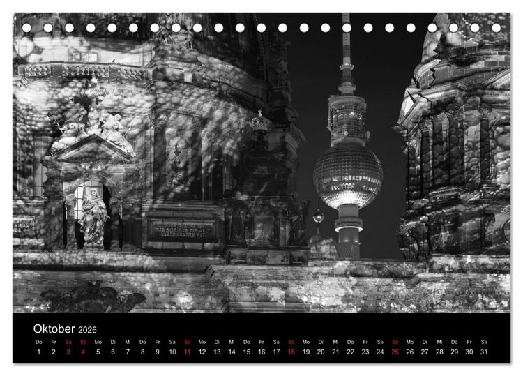 Produktbild: Berlin Monochrome (Tischkalender 2026 DIN A5 quer), CALVENDO Monatskalender