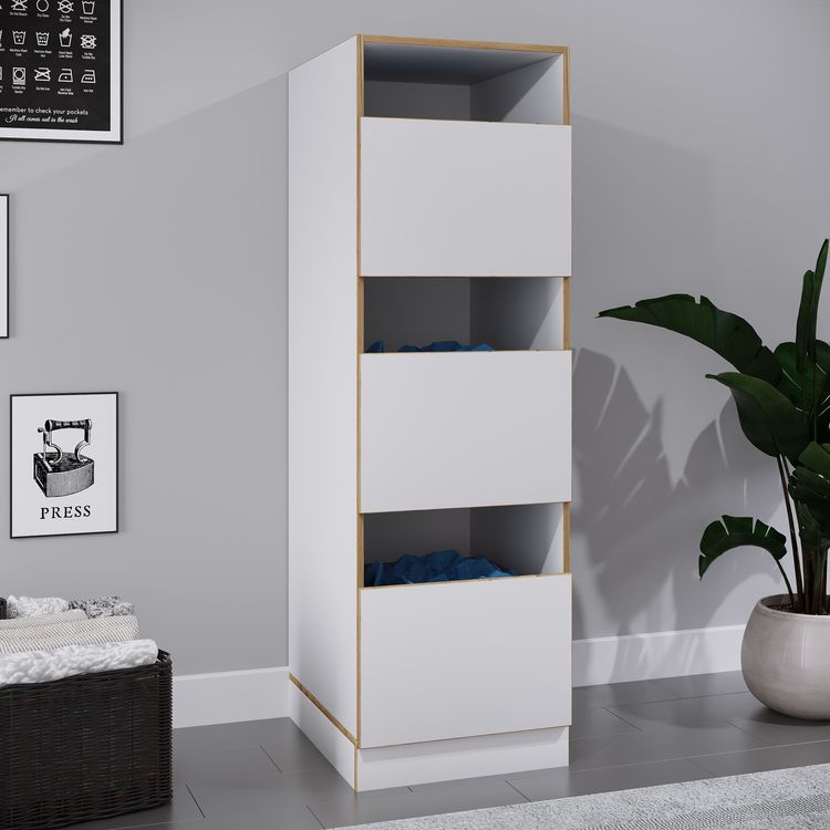 Produktbild: W&auml;scheschrank mit 3 F&auml;chern & T&uuml;ren Rislo CL XL
