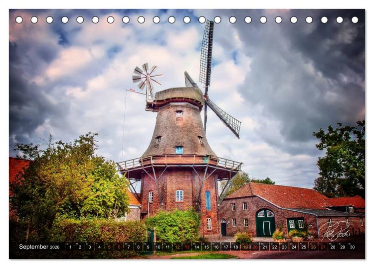 Produktbild: Friesland - Die Friesische M&uuml;hlenstra&szlig;e (Tischkalender 2026 DIN A5 quer), CALVENDO Monatskalender