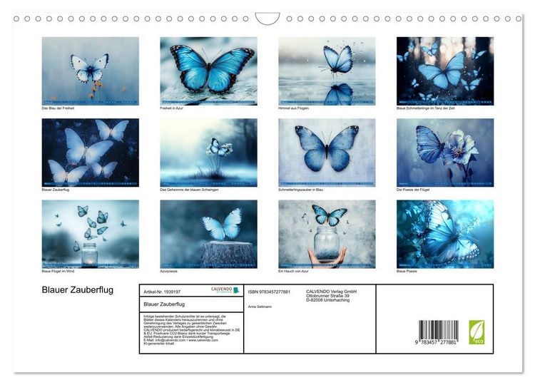Produktbild: Blauer Zauberflug (Wandkalender 2026 DIN A3 quer), CALVENDO Monatskalender