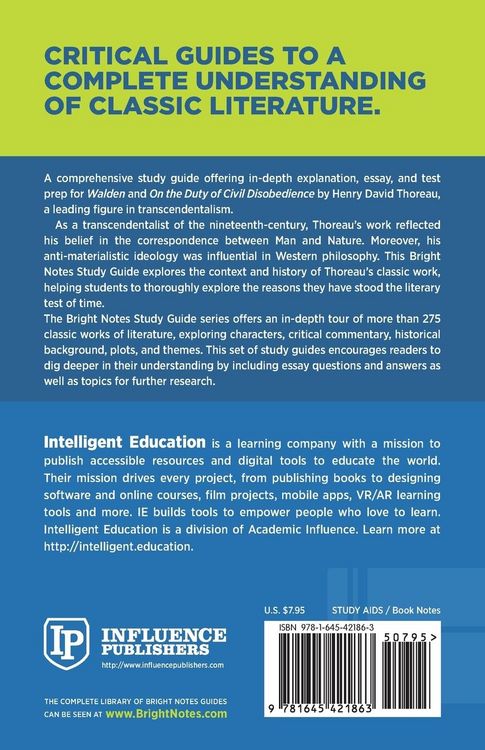 Produktbild: Study Guide to Walden and On the Duty of Civil Disobedience by Henry David Thoreau