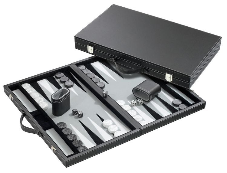 Produktbild: Backgammon grau, medium, Kunstleder