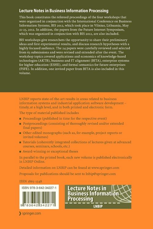 Produktbild: Business Information Systems Workshops