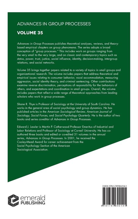 Produktbild: Advances in Group Processes