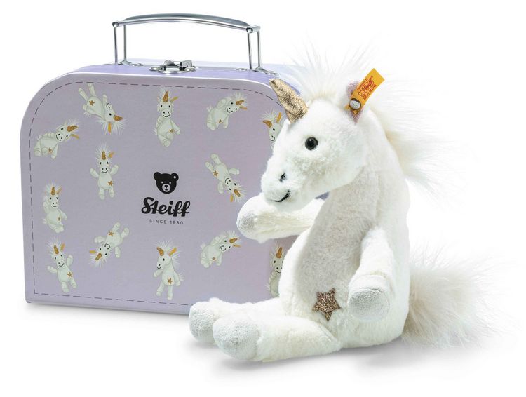 Produktbild: Steiff 708015 - Unica Schlenker-Einhorn im Koffer, 20 cm