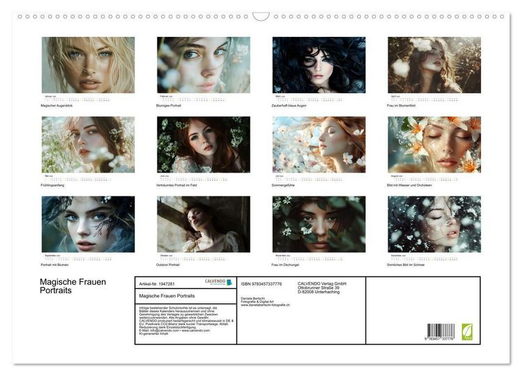 Produktbild: Magische Frauen Portraits (Wandkalender 2026 DIN A2 quer), CALVENDO Monatskalender